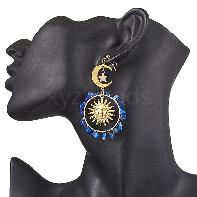 Vintage Natural Lapis Lazuli Ear Studs EJEW-JE05807-04-1