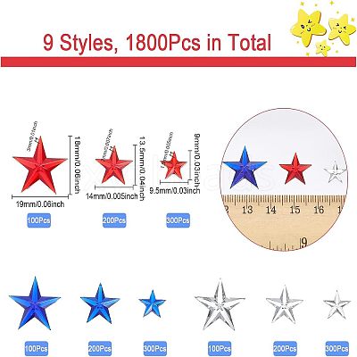 1800Pcs 9 Style Scrapbook Embellishments Garment Accessories Acrylic Rhinestone Cabochons KY-CA0001-43-1