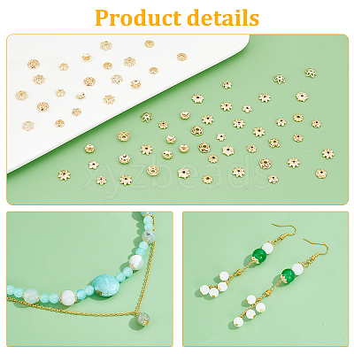 100Pcs 10 Style Brass Bead Caps FIND-PH0005-43-1