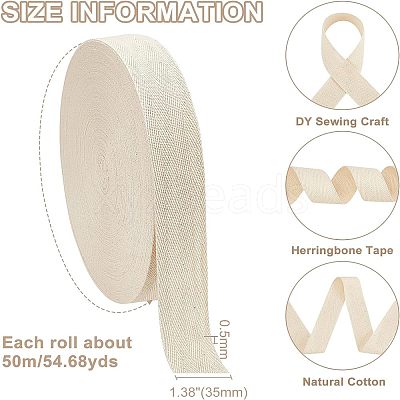 Cotton Cotton Twill Tape Ribbons OCOR-WH0057-30F-03-1