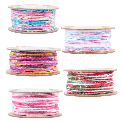 5 Rolls 5 Colors Segment Dyed Macrame Cotton Cord OCOR-TA0004-05A-1