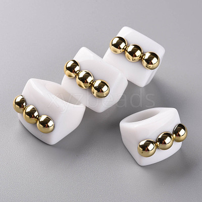 Opaque Acrylic Finger Rings RJEW-T010-11-1