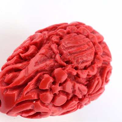 Carved Flower Cinnabar Beads CARL-Q004-53-1