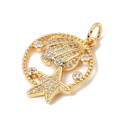 Brass Micro Pave Clear Cubic Zirconia Pendants CU-CBA6344-04G-1