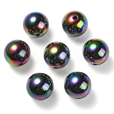 UV Plating Rainbow Iridescent Acrylic Beads X-PACR-E001-04B-1