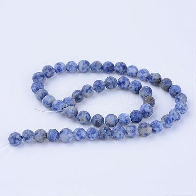Natural Blue Spot Jasper Beads Strands G-Q462-8mm-06-1