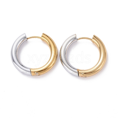 Two Tone 304 Stainless Steel Hinged Hoop Earrings for Women X-EJEW-A073-01D-1