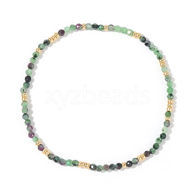 Bohemian Style Natural Ruby in Zoisite Faceted Round Beaded Stretch Bracelets for Women's Fashion Luxury Versatile BW4401-4-1
