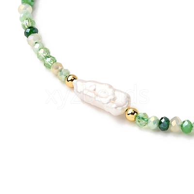 Natural Keshi Pearl & Glass Beads Braided Bead Bracelets for Women BJEW-JB12369-1