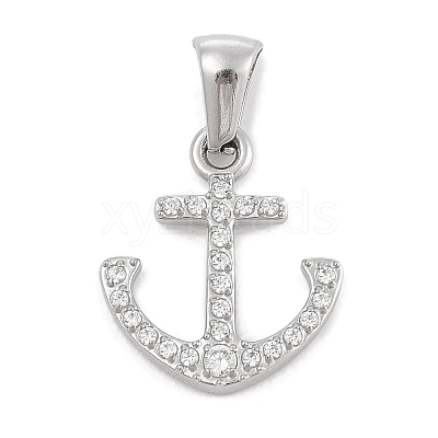 304 Stainless Steel Micro Pave Cubic Zirconia Pendants STAS-D112-03P-09-1