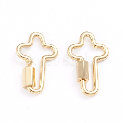 Brass Screw Carabiner Lock Charms ZIRC-I041-04G-1