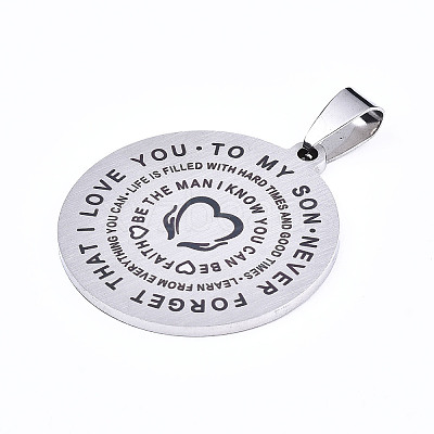 Non-Tarnish 201 Stainless Steel Quote Pendants X-STAS-T044-221P-1