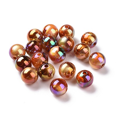 UV Plating Rainbow Iridescent Acrylic Beads X-PACR-H003-12-1