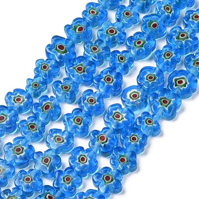 Handmade Millefiori Glass Bead Strands LAMP-J035-10mm-53-1
