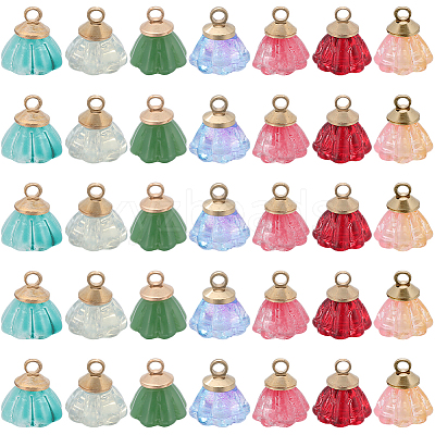 70Pcs 7 Colors Transparent Spray Painted Glass Charms GLAA-SC0001-91-1