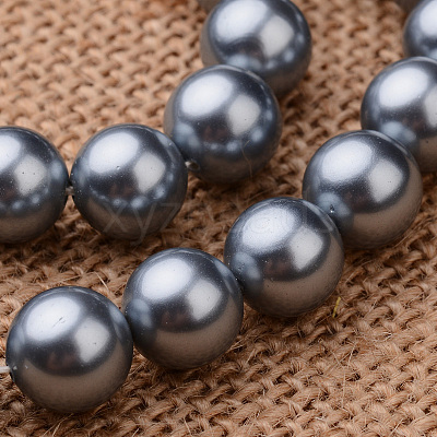 Polished Round Grade A Shell Pearl Bead Strands BSHE-M027-8mm-16-1