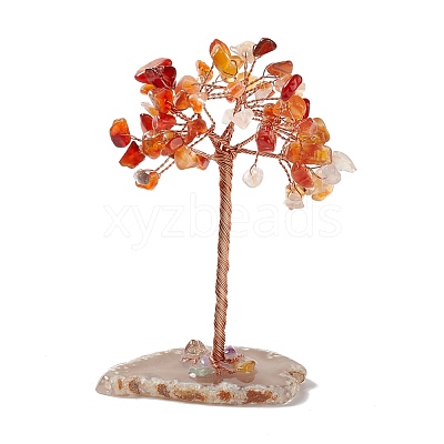 Natural Mixed Stone Chips and Natural Agate with Mixed Stone Pedestal Display Decorations DJEW-G027-09RG-1