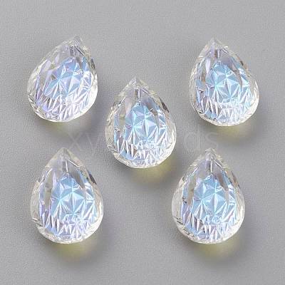 Embossed Glass Rhinestone Pendants GLAA-J101-05B-001SI-1