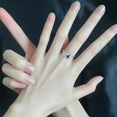 Cat Shape & Moon Alloy Finger Rings FS-WG27026-03-1