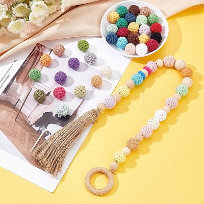 56Pcs 28 Colors Organic Wool Fabric Beads FIND-CA0003-74-1