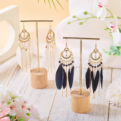 2Pairs 2 Colors Feather Chandelier Earrings EJEW-TA0001-81E-1