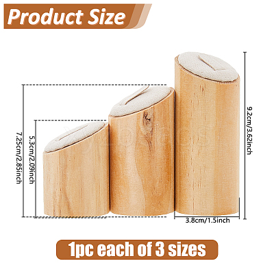 3Pcs 3 Sizes Wood Jewelry Finger Ring Displays Stands RDIS-WH0011-36A-02-1