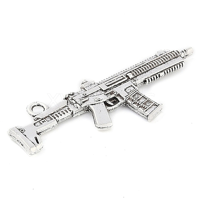 Tibetan Style Alloy Submachine Gun Pendants TIBEP-Q043-134-RS-1