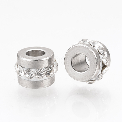 201 Stainless Steel Rhinestone Beads X-RB-R052-04-1