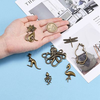 Tibetan Style Alloy Animal Pendants TIBEP-X0003-03-AB-1