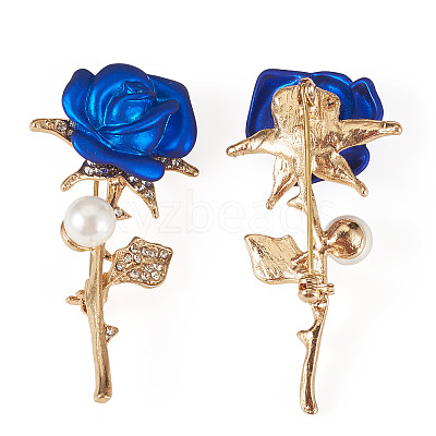2Pcs Valentine's Day Rose Zinc Alloy Crystal Rhinestone Brooches JEWB-TADJ0001-02A-1
