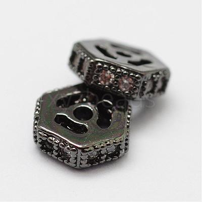 Brass Micro Pave Cubic Zirconia Beads ZIRC-F038-18B-FF-1