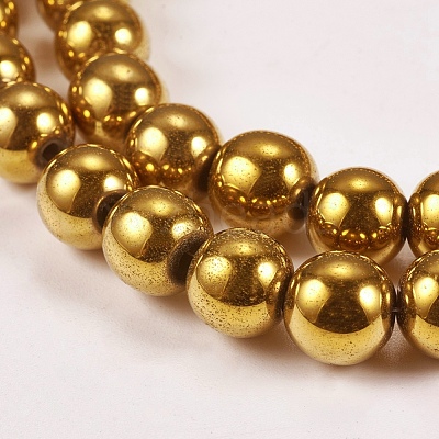 Electroplate Non-magnetic Synthetic Hematite Beads Strands G-J169A-8mm-04-1