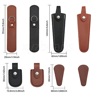8pcs 7 Style Imitation Leather Protective Scissors Cover AJEW-CA0003-38-1