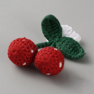 Polyester Crochet Cherry DIY-WH0622-391D-1