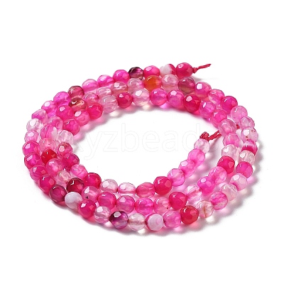 Faceted Natural Striped Agate/Banded Agate Beads Strands X-G-F447-4mm-H08-1