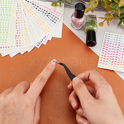 24 Sheets 12 Colors Letter Style Plastic Nail Art Stickers MRMJ-OC0003-21-1