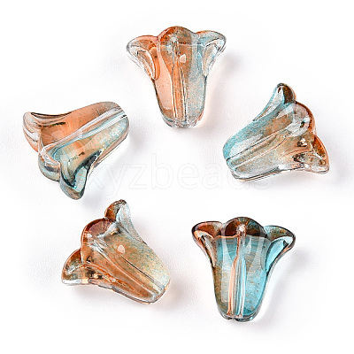 Spray Painted Transparent Glass Beads GLAA-D006-20C-1
