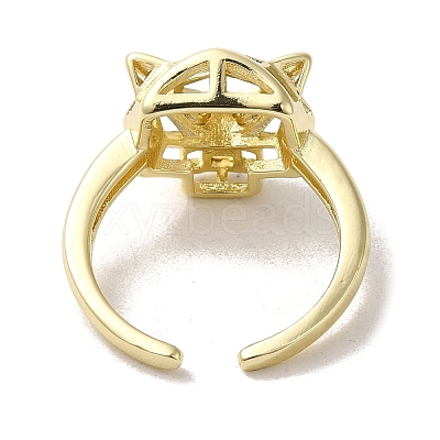 Brass Cubic Zirconia Open Rings RJEW-R141-04G-1
