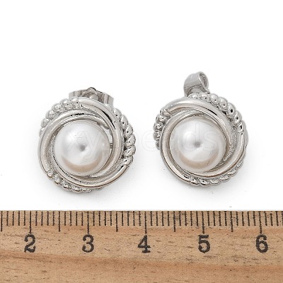 Brass Stud Earrings EJEW-R016-18P-1