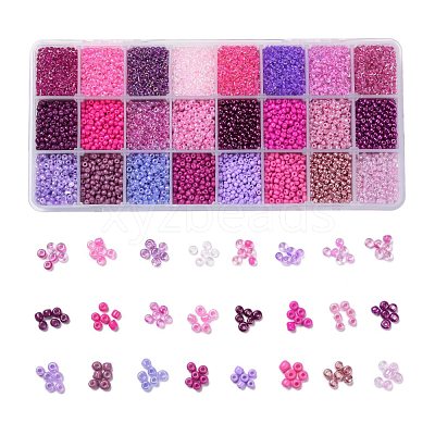 Purple Series 600G 24 Colors Glass Seed Beads SEED-JP0008-06-3mm-1