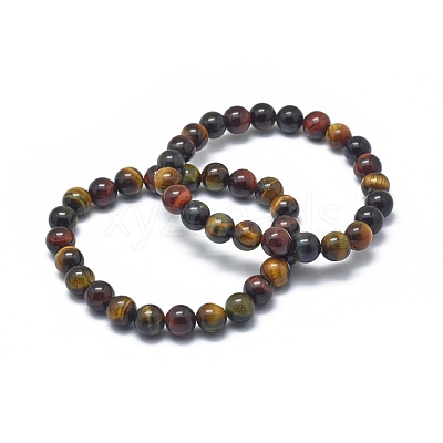 Natural Tiger Eye Bead Stretch Bracelets BJEW-K212-A-005-1