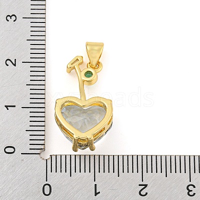 Rack Plating Brass Micro Pave Clear Cubic Zirconia Pendants ZIRC-L100-161G-06-1