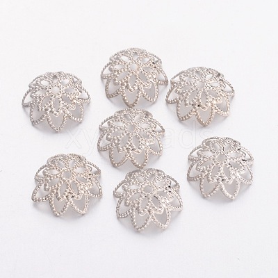 Platinum Brass Filigree Flower Bead Caps X-EC1166-1