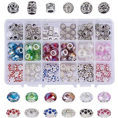 Brass & Alloy Rhinestone & Glass European Beads MPDL-NB0001-02-1
