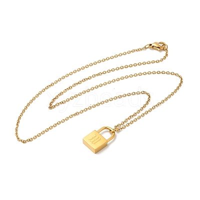304 Stainless Steel Rolo Chain Pendant Necklaces NJEW-S444-01G-23-1
