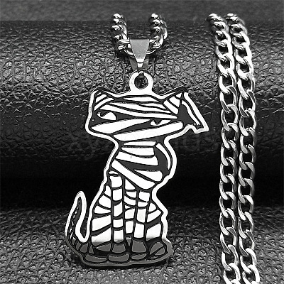 201 Stainless Steel Pendant Necklaces NJEW-C066-02P-1
