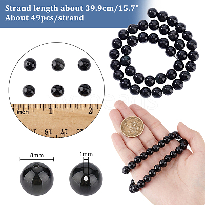 Natural Obsidian Beads Strands G-PH0028-8mm-14-1