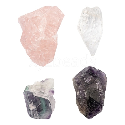 4Pcs 4 Style Rough Raw Natural Mixed Gemstone Beads G-FS0001-92-1