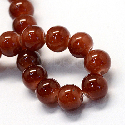 Baking Paint Imitation Jade Glass Round Bead Strands X-DGLA-Q021-8mm-11-1