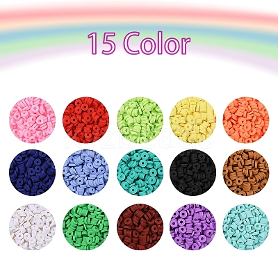 15 Colors Handmade Polymer Clay Beads CLAY-YW0001-48-1
